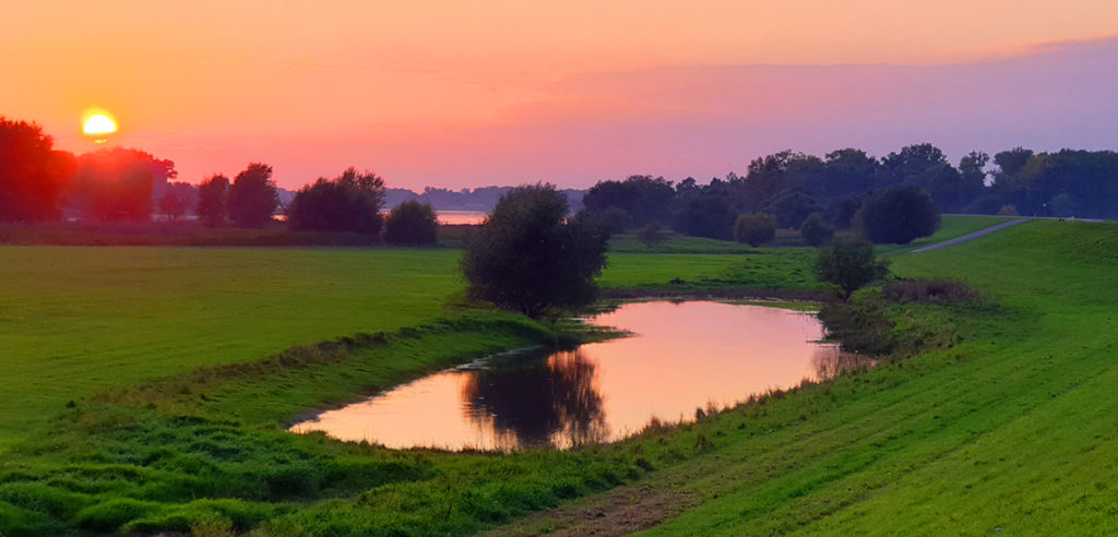 Sonnenuntergang am Deich bei Klein Werben