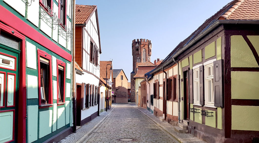 Fachwerkhäuser und Eulenturm in Tangermünde - Altmark